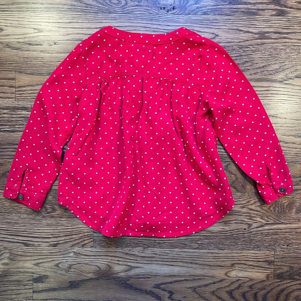 Old Navy Girls Red Festive Long Sleeve Polka Dot Top 3T
